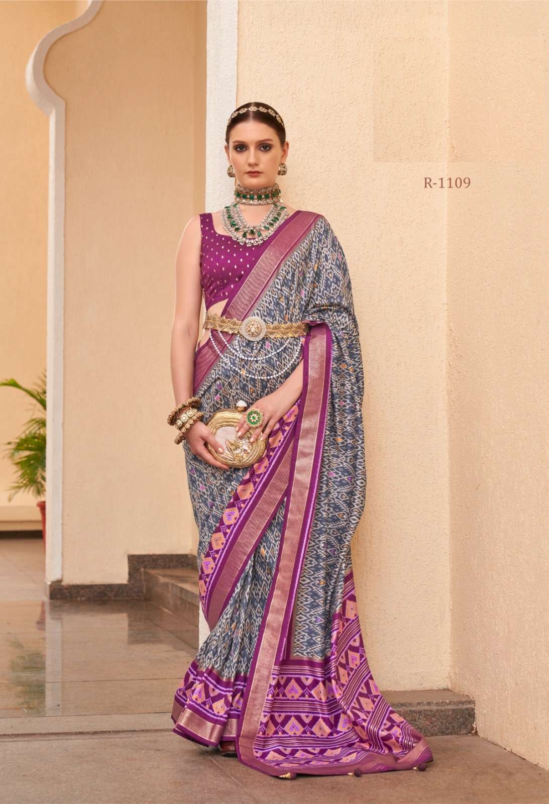 DESIGNER FANCY WEDDING PARTY WEAR INDIAN BLUE SILK PATOLA SAREE SM RW RASHI PATOLA 1109