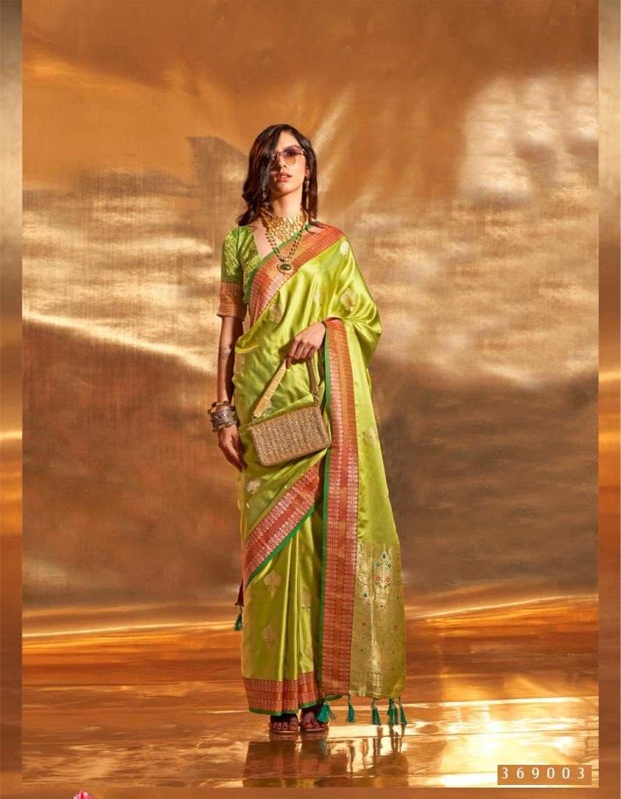 DESIGNER FANCY WEDDING PARTY WEAR INDIAN GREEN BANARASI SILK SAREE SM RJT KSATTIKA 369003