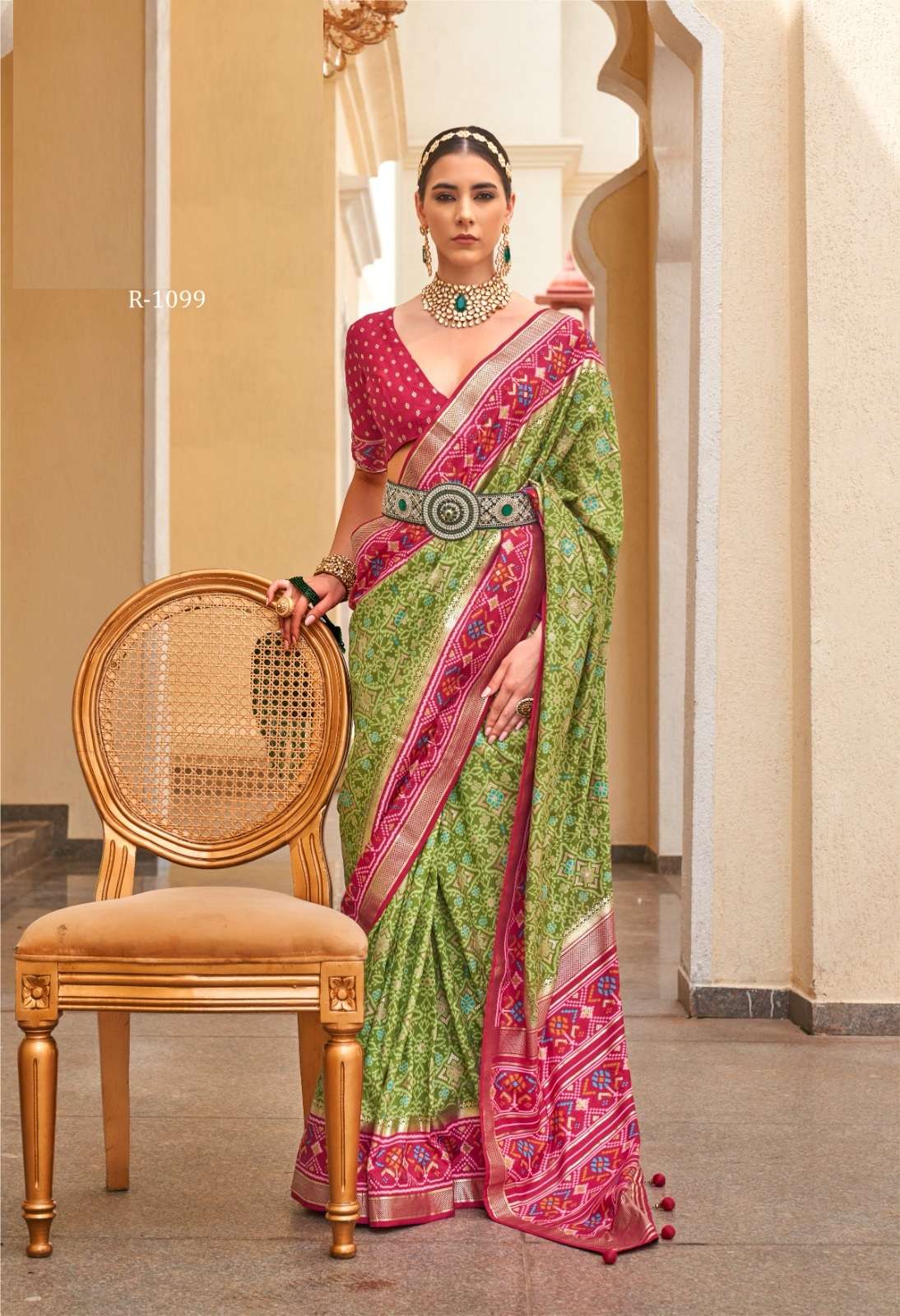 DESIGNER FANCY WEDDING PARTY WEAR INDIAN GREEN SILK PATOLA SAREE SM RW RASHI PATOLA 1099