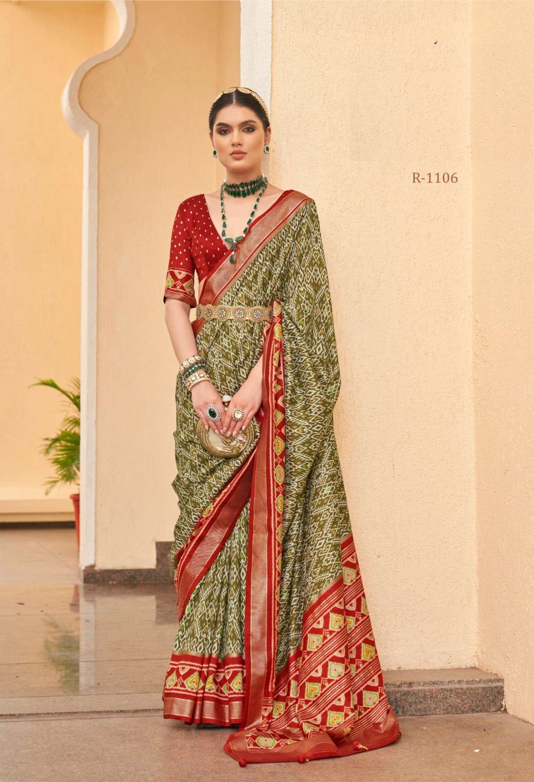 DESIGNER FANCY WEDDING PARTY WEAR INDIAN GREEN SILK PATOLA SAREE SM RW RASHI PATOLA 1106