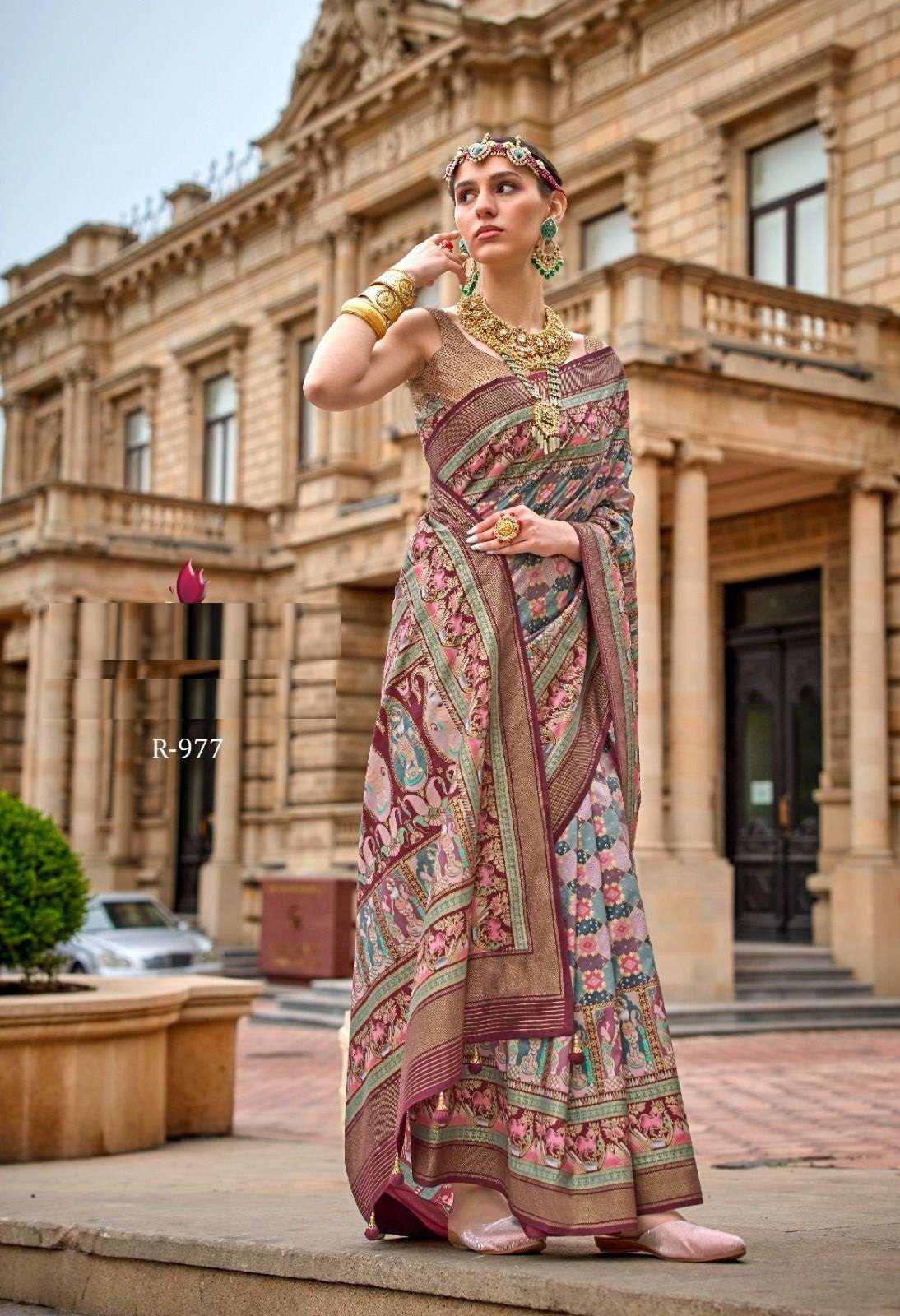 DESIGNER FANCY WEDDING PARTY WEAR INDIAN MULTICOLOR SILK SAREE COLLECTION SM REVAA MILANIO 977