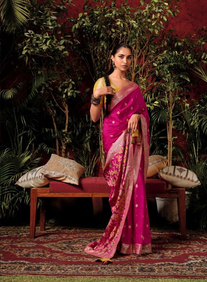 DESIGNER FANCY WEDDING PARTY WEAR INDIAN PINK BANARASI SILK SAREE COLLECTION SM KIMORA ANOKHI 274