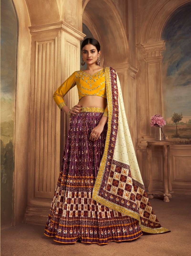 DESIGNER FANCY WEDDING PARTY WEAR INDIAN PURE GAJJI SILK READY TO WEAR MAROON LEHENGA CHOLI SM KAMAKSHI 2105