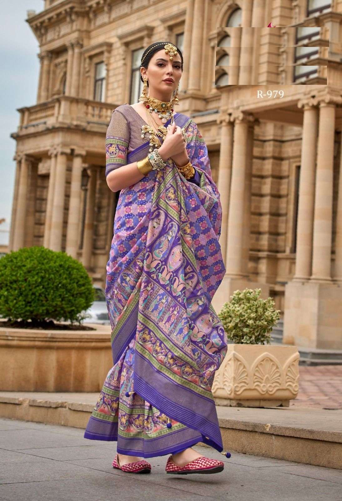 DESIGNER FANCY WEDDING PARTY WEAR INDIAN PURPLE SILK SAREE COLLECTION SM REVAA MILANIO 979