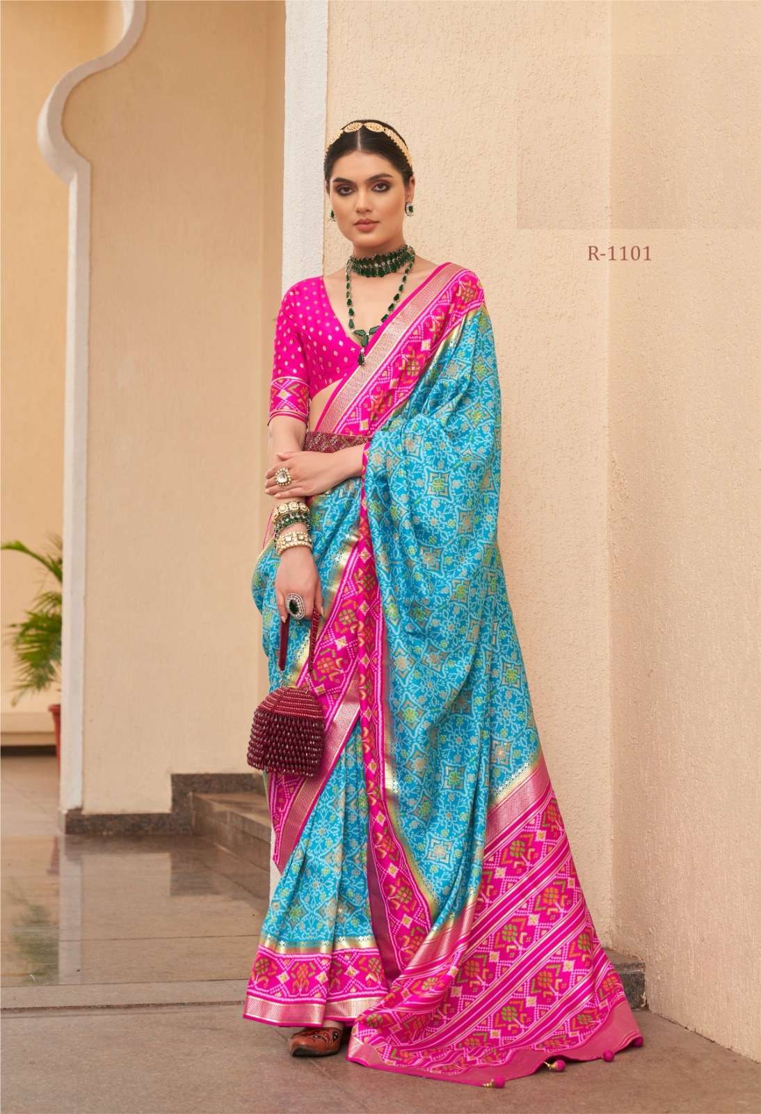 DESIGNER FANCY WEDDING PARTY WEAR INDIAN SKY BLUE SILK PATOLA SAREE SM RW RASHI PATOLA 1101