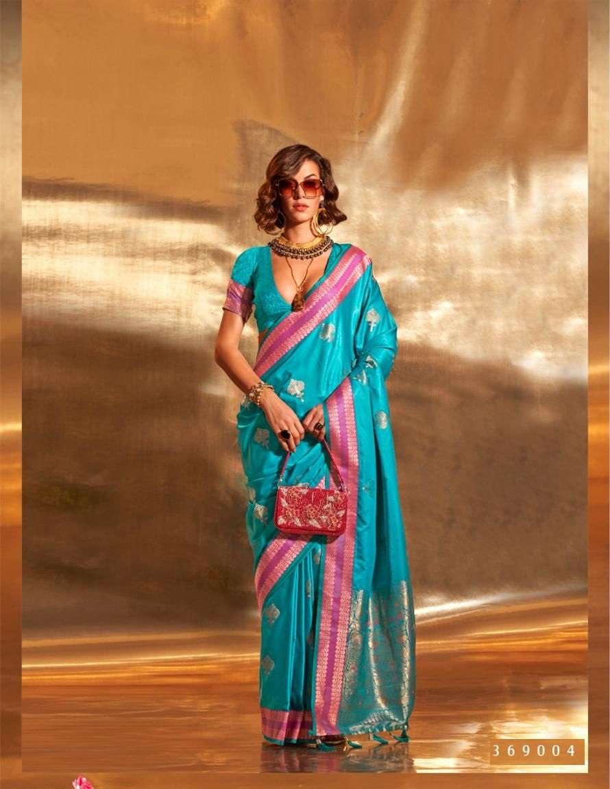 DESIGNER FANCY WEDDING PARTY WEAR INDIAN SKY BLUE BANARASI SILK SAREE SM RJT KSATTIKA 369004