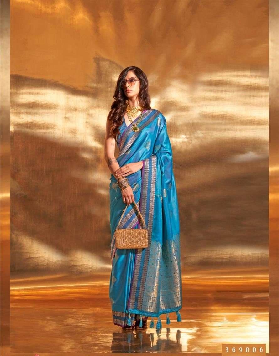 DESIGNER FANCY WEDDING PARTY WEAR INDIAN SKY BLUE BANARASI SILK SAREE SM RJT KSATTIKA 369006