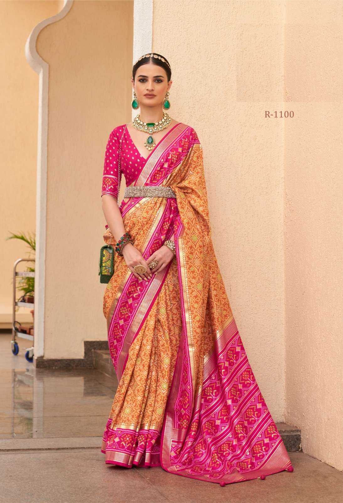 DESIGNER FANCY WEDDING PARTY WEAR INDIAN YELLOW SILK PATOLA SAREE SM RW RASHI PATOLA 1100