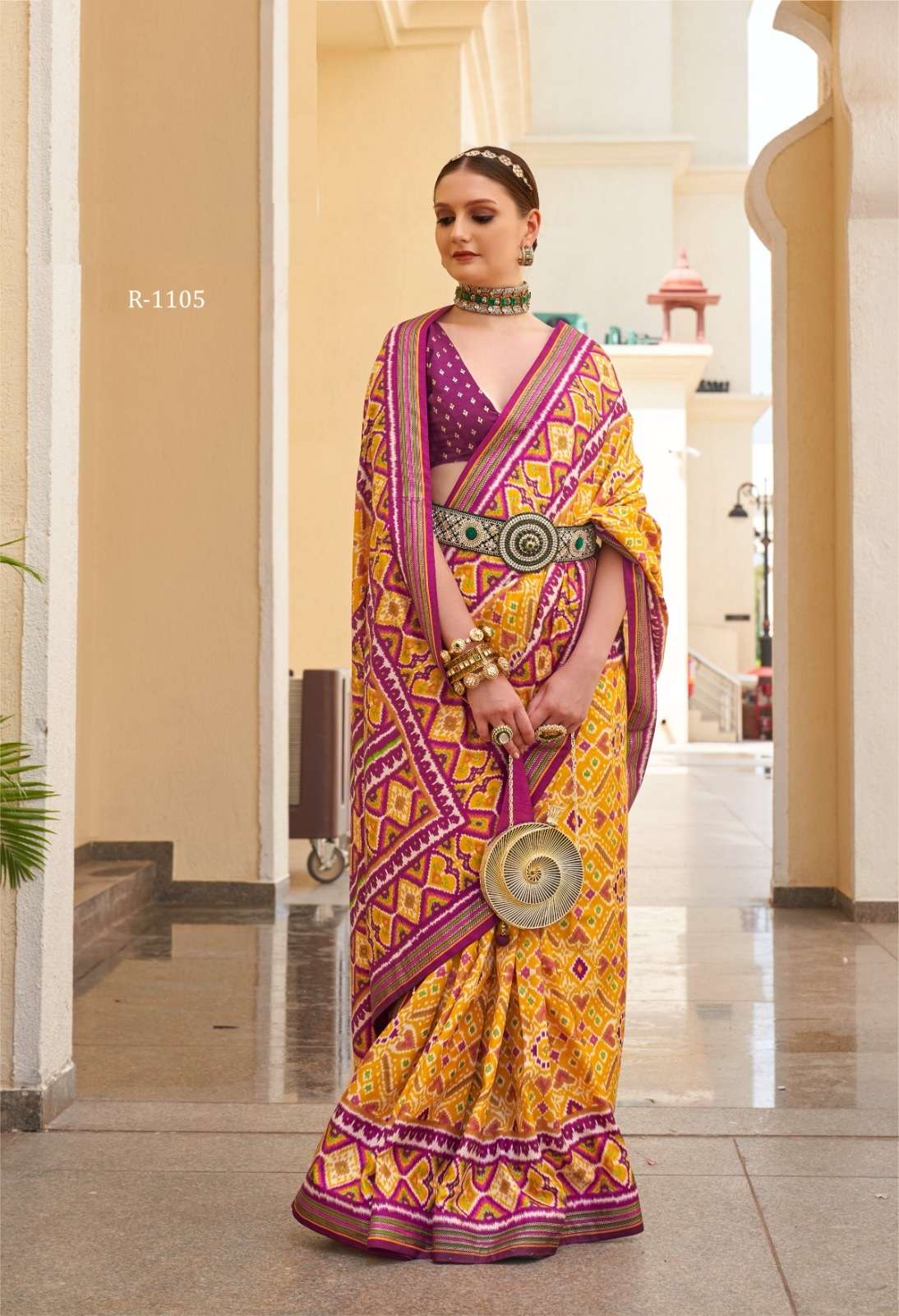 DESIGNER FANCY WEDDING PARTY WEAR INDIAN YELLOW SILK PATOLA SAREE SM RW RASHI PATOLA 1105