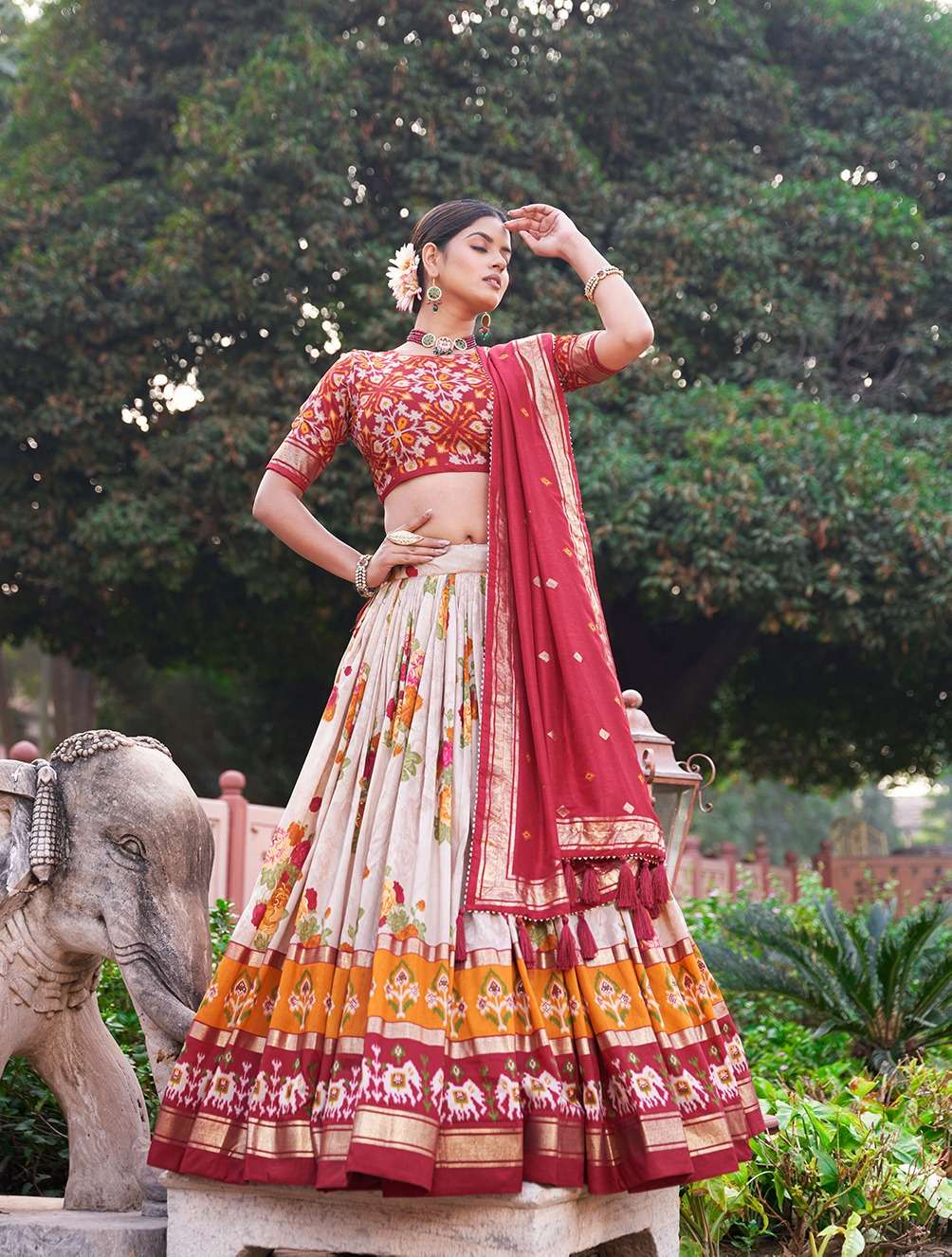 DESIGNER FANCY WEDDING PARTY WEAR RED SILK LEHENGA CHOLI WITH SILK DUPATTA FOR NAVRATRI PC 1205