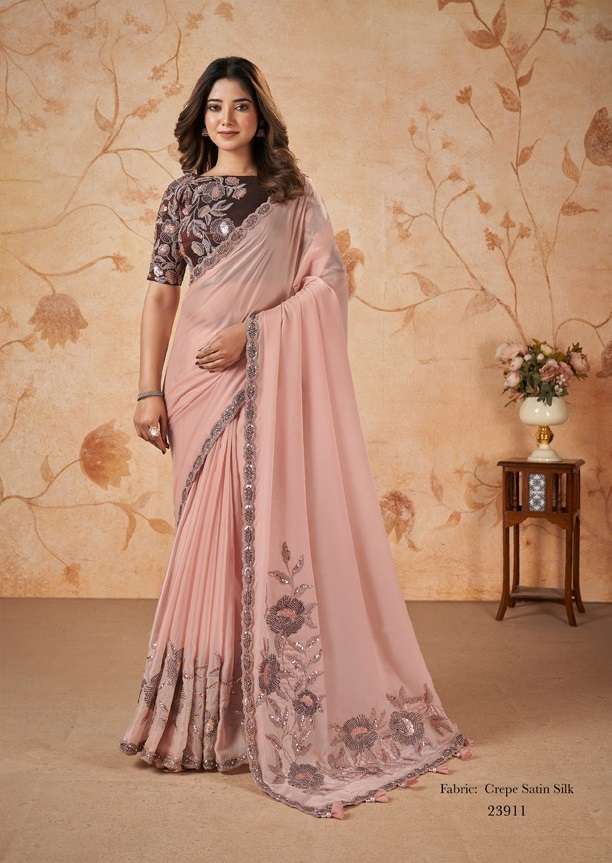 LATEST DESIGNER FANCY WEDDING PARTY WEAR SILK INDIAN PEACE SAREE WITH SM MHTSV DAKSHITA 23911