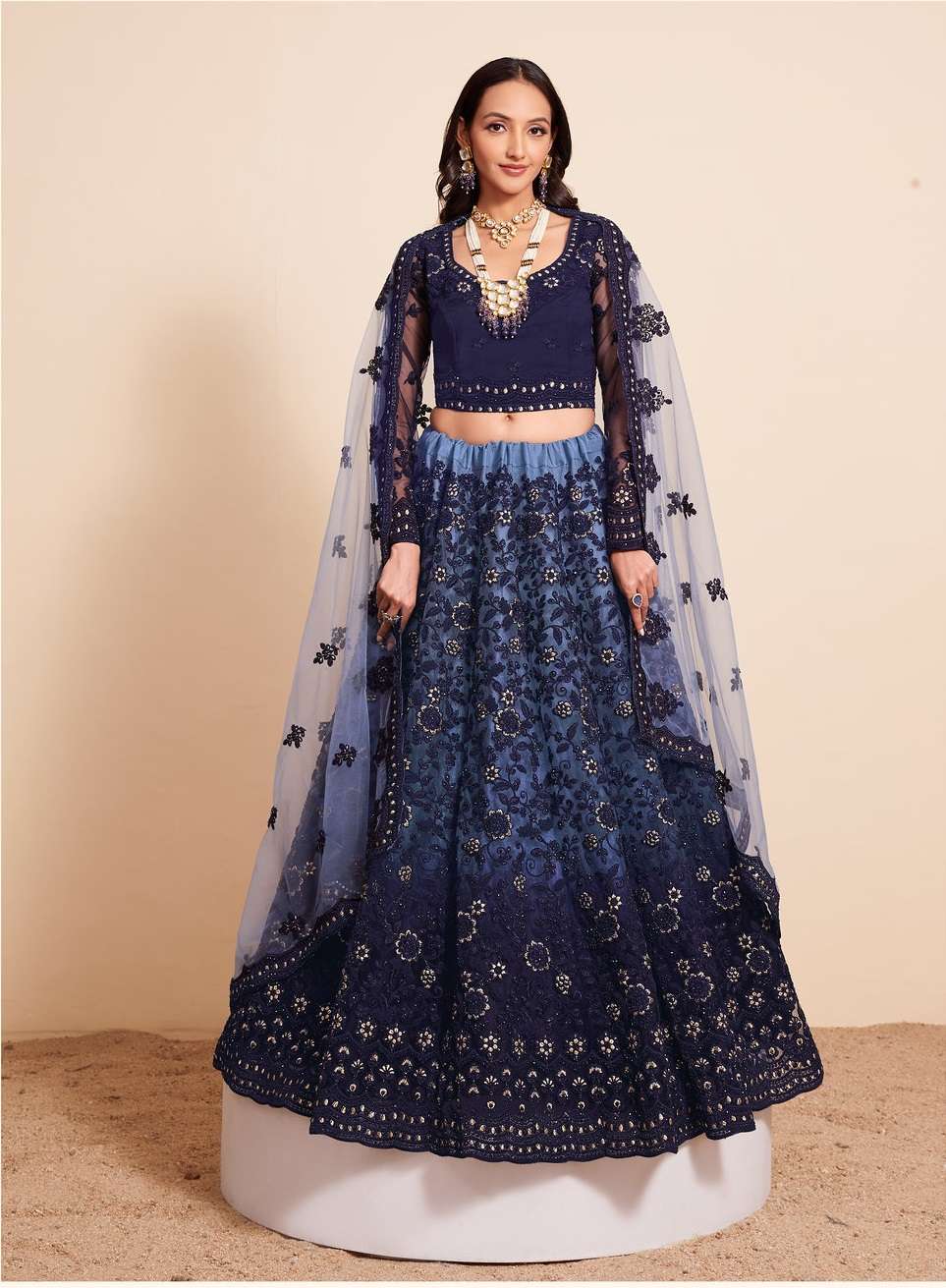 BEST QUALITY INDIAN DESIGNER BRIDAL WEDDING WEAR BLUE BOLLYWOOD LEHENGA ALZ 1075