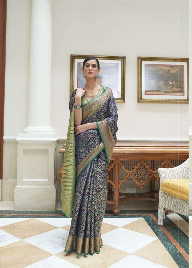 DESIGNER FANCY WEDDING PARTY WEAR INDIAN BLUE SILK SAREE COLLECTION SM RJT KAHILYA 263005