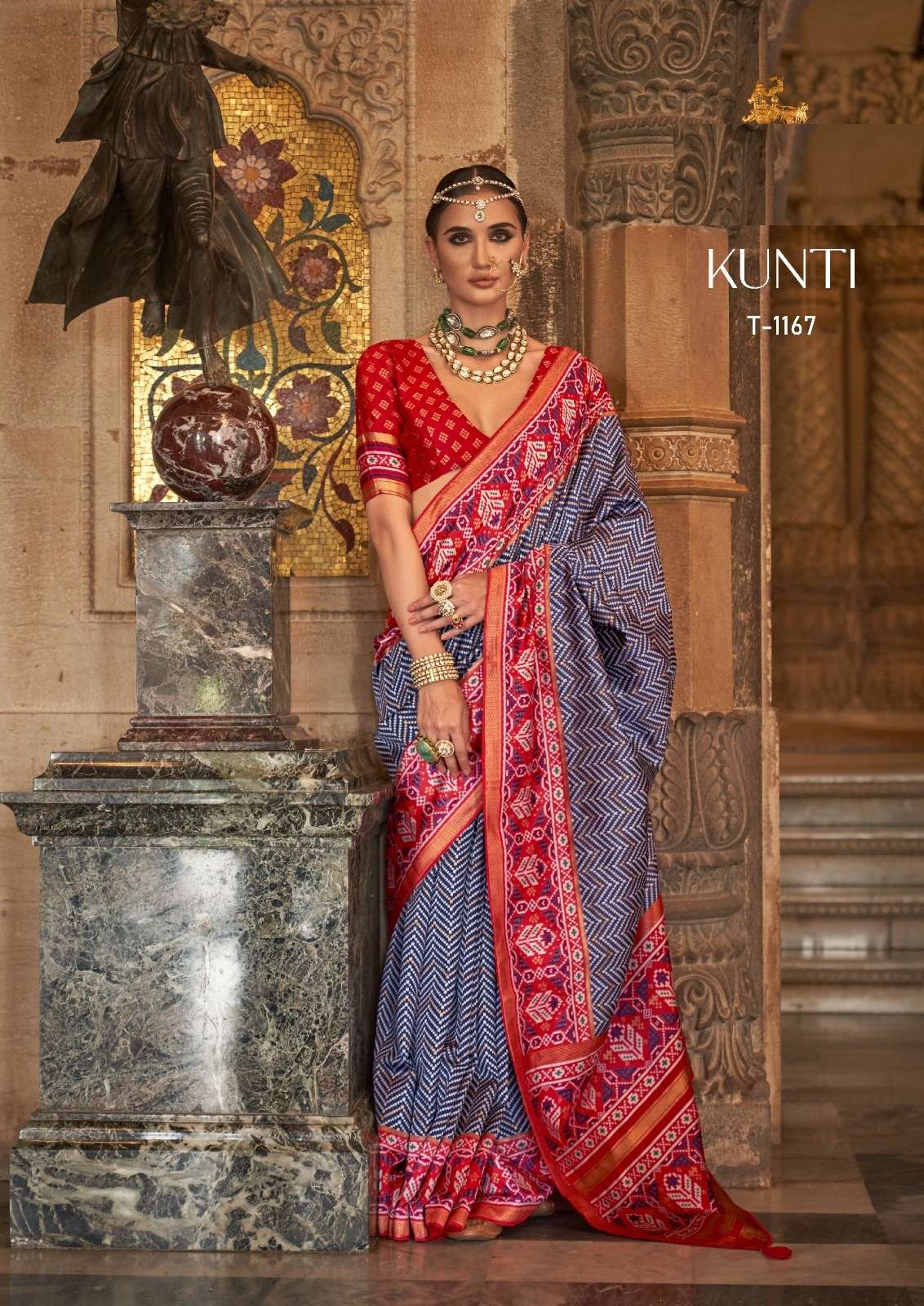 DESIGNER FANCY WEDDING PARTY WEAR INDIAN BLUE SILK SAREE COLLECTION SM RATH KUNTI 1167