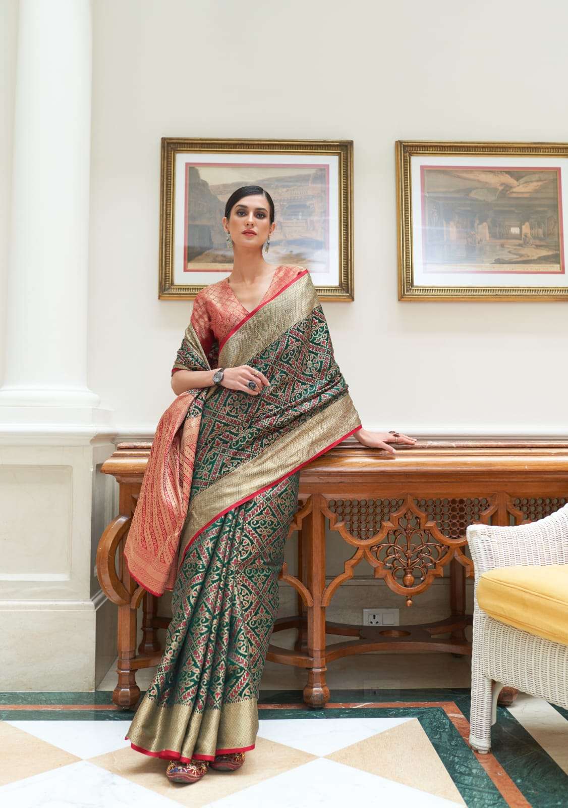 DESIGNER FANCY WEDDING PARTY WEAR INDIAN GREEN SILK SAREE COLLECTION SM RJT KAHILYA 263003