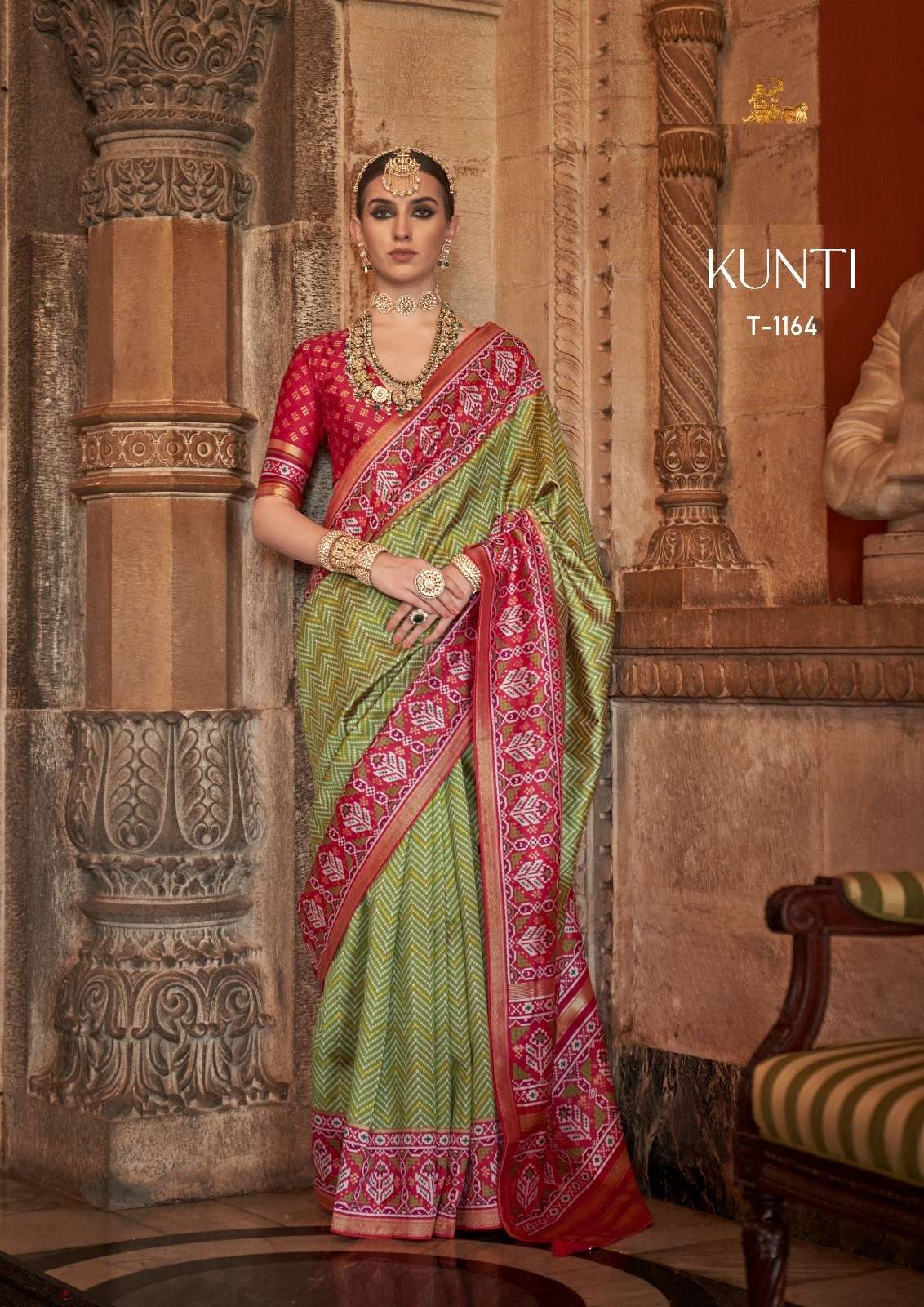 DESIGNER FANCY WEDDING PARTY WEAR INDIAN GREEN SILK SAREE COLLECTION SM RATH KUNTI 1164