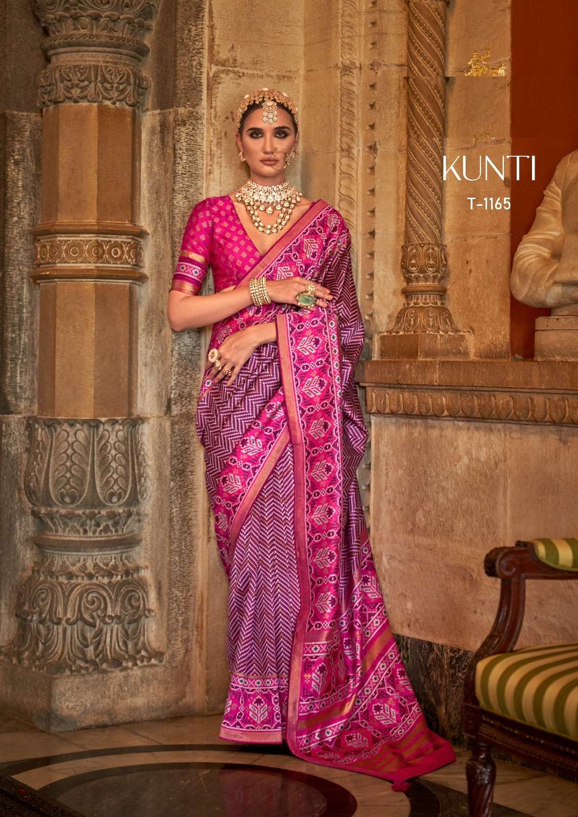 DESIGNER FANCY WEDDING PARTY WEAR INDIAN PINK SILK SAREE COLLECTION SM RATH KUNTI 1165