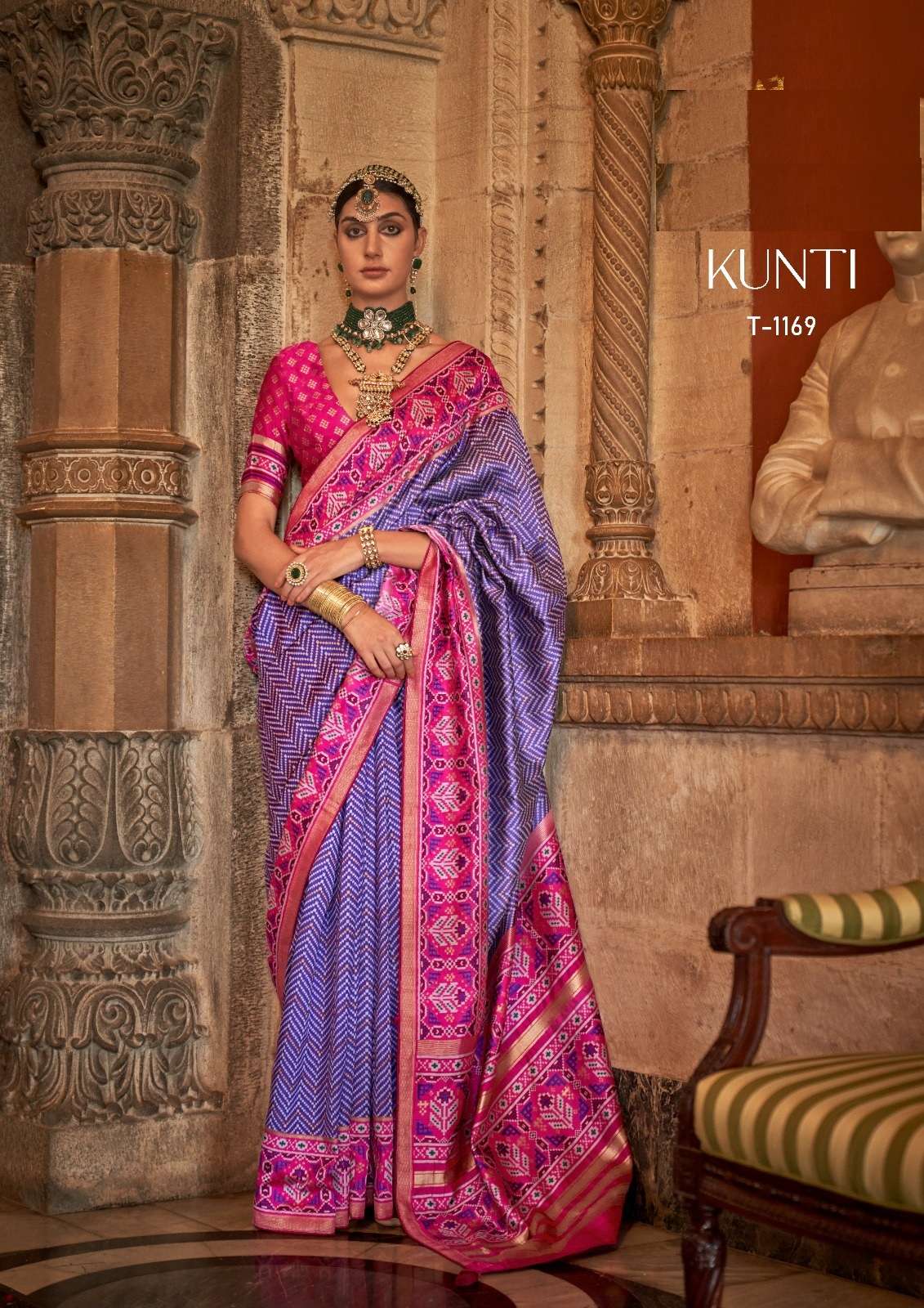 DESIGNER FANCY WEDDING PARTY WEAR INDIAN PURPLE SILK SAREE COLLECTION SM RATH KUNTI 1169