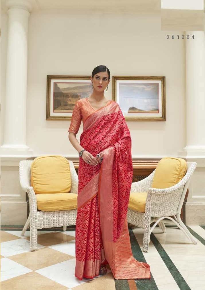 DESIGNER FANCY WEDDING PARTY WEAR INDIAN RED SILK SAREE COLLECTION SM RJT KAHILYA 263004