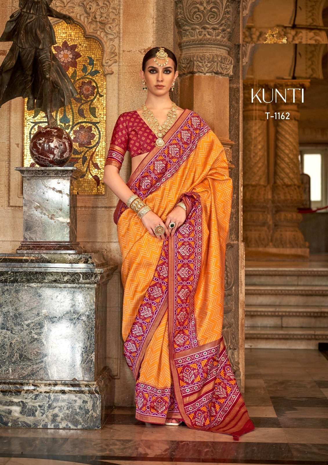 DESIGNER FANCY WEDDING PARTY WEAR INDIAN YELLOW SILK SAREE COLLECTION SM RATH KUNTI 1162