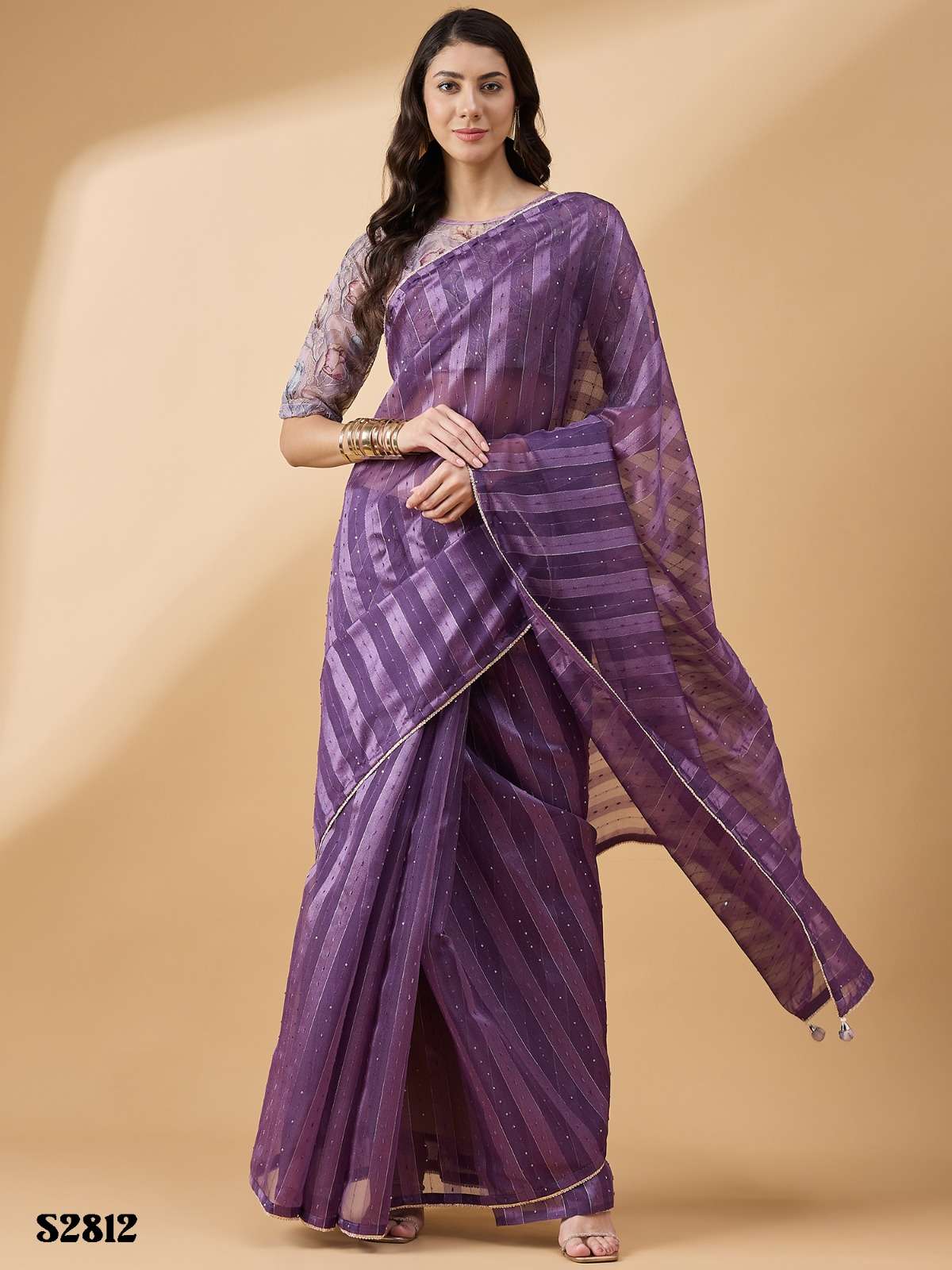 BOLLYWOOD DESIGNER FANCY WEDDING PARTY WEAR INDIAN FANCY PURPLE SILK SAREE DST MAHAVOGUE 2812