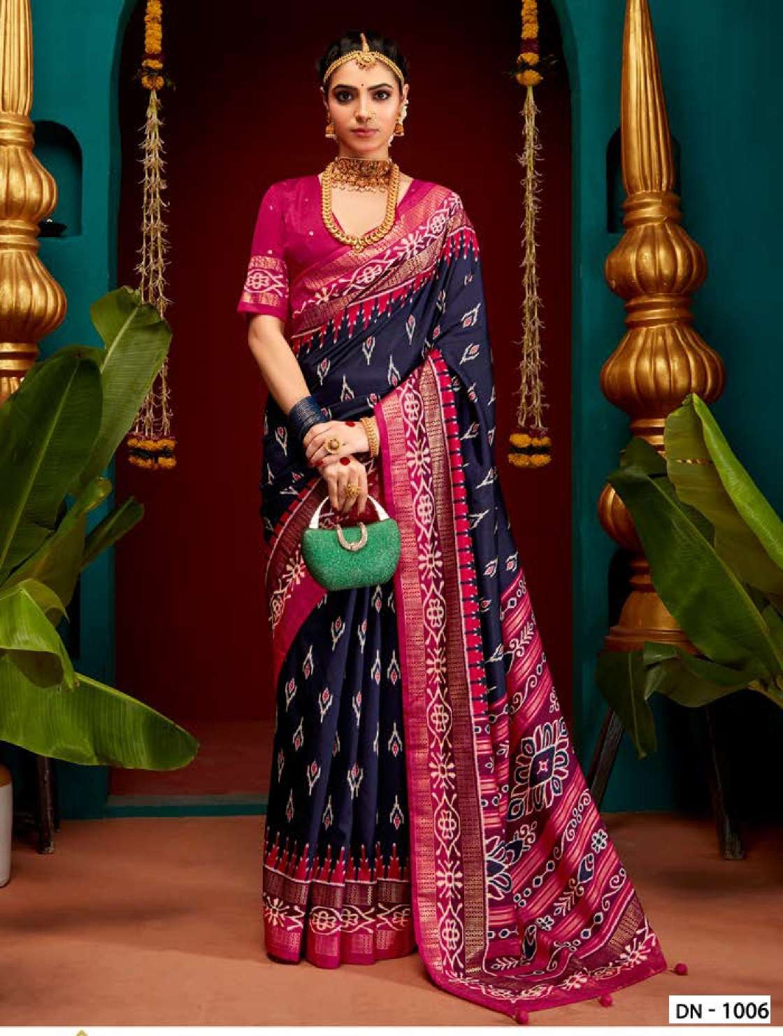 DESIGNER FANCY WEDDING PARTY WEAR INDIAN BLUE PATOLA SILK SAREE COLLECTION SM SHUBHSHREE 1006