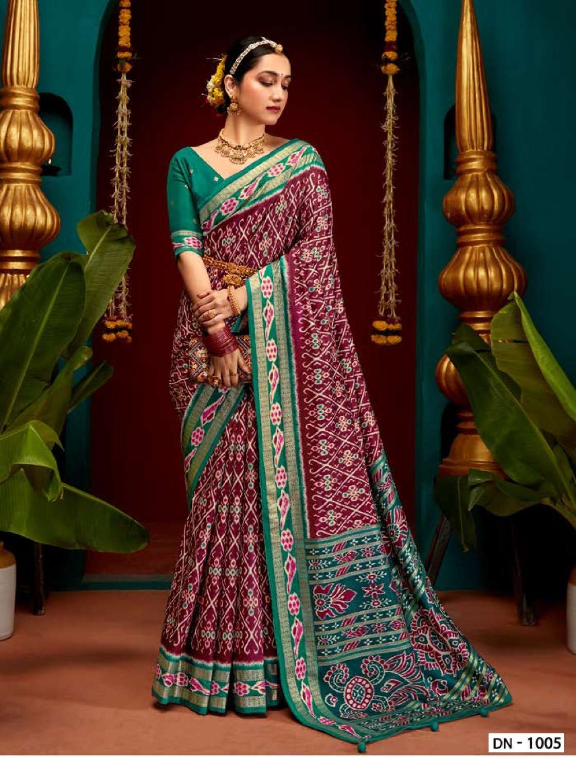 DESIGNER FANCY WEDDING PARTY WEAR INDIAN RED PATOLA SILK SAREE COLLECTION SM SHUBHSHREE 1005