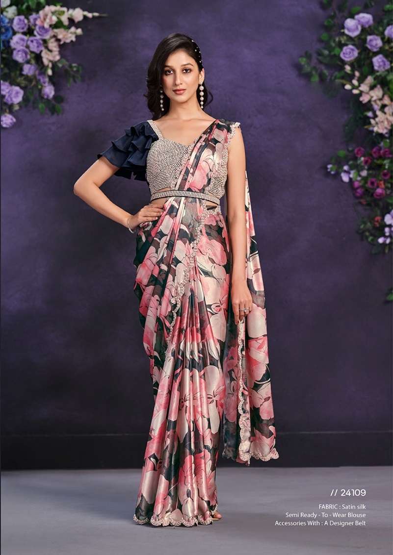 DESIGNER FANCY WEDDING PARTY WEAR INDIAN SATIN SILK SAREE COLLECTION SM MHTSV MOHMANTHAN 24109