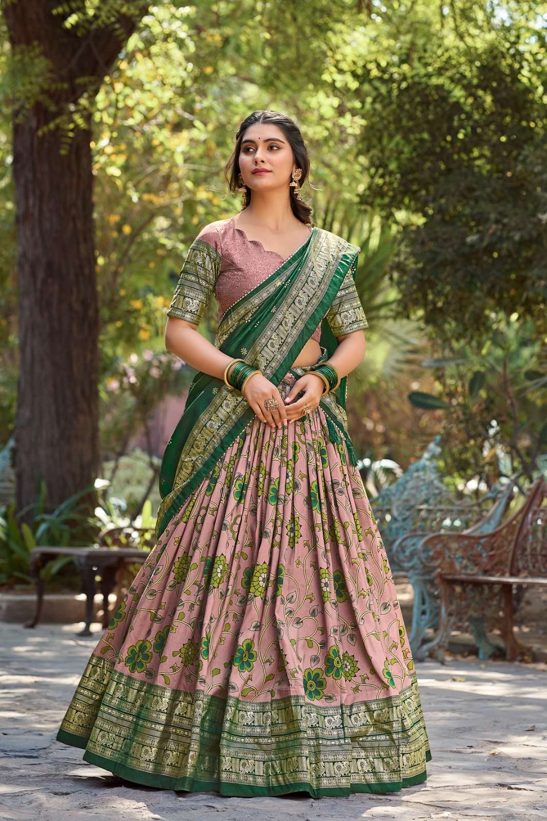 DESIGNER FANCY WEDDING PARTY WEAR INDIAN TUSSAR SILK PEACE GREEN LEHENGA CHOLI WITH SILK DUPATTA PC 1204 B