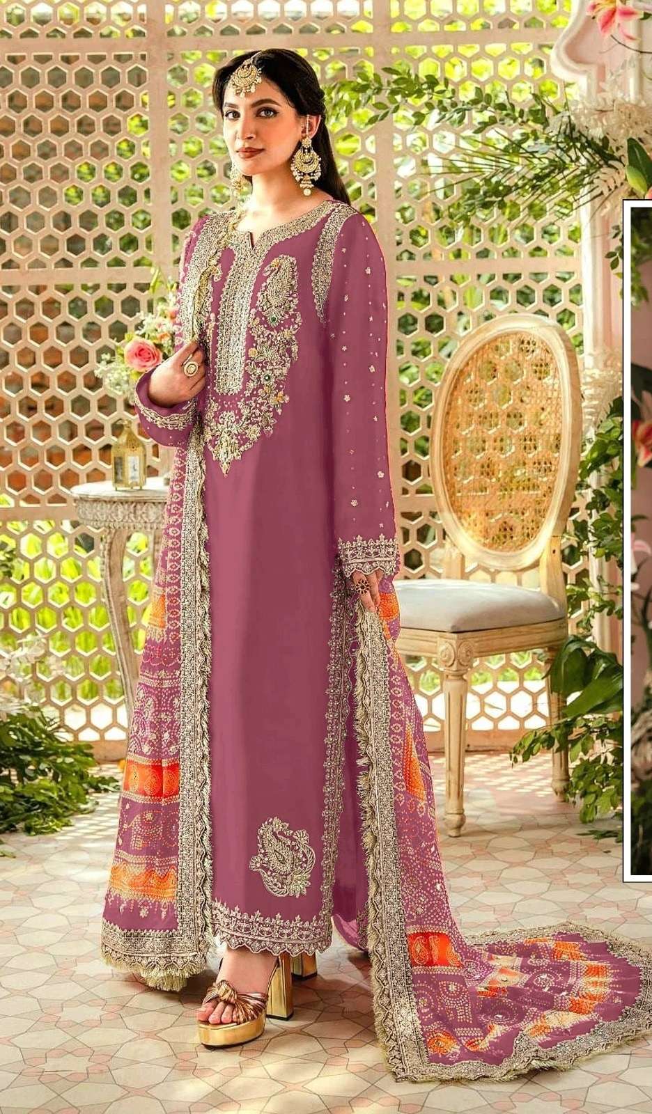 DESIGNER FANCY WEDDING PARTY WEAR PINK GEORGETTE STRAIGHT INDIAN PAKISTANI SALWAR SUIT SRH 1074I