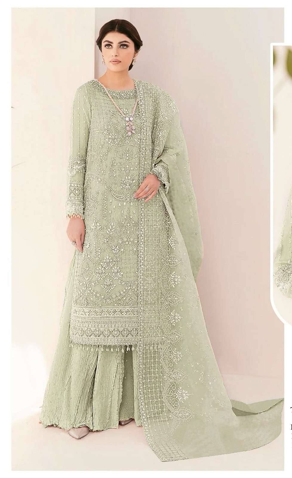 INDIAN DESIGNER FANCY WEDDING PARTY WEAR GEORGETTE PISTA SHARARA PALLAZO SALWAR SUIT CPR 1643 D