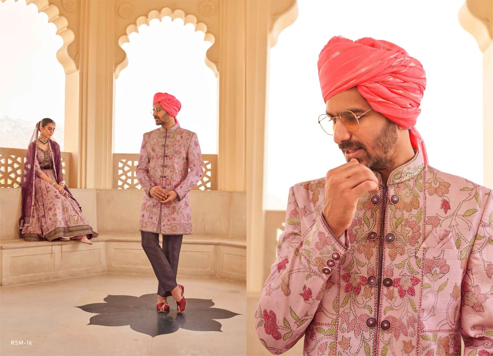 INDIAN DESIGNER MENS WEDDING READY TO WEAR PINK SHERWANI INDO WESTERN SHERWANI COLLECTION SM RW 16