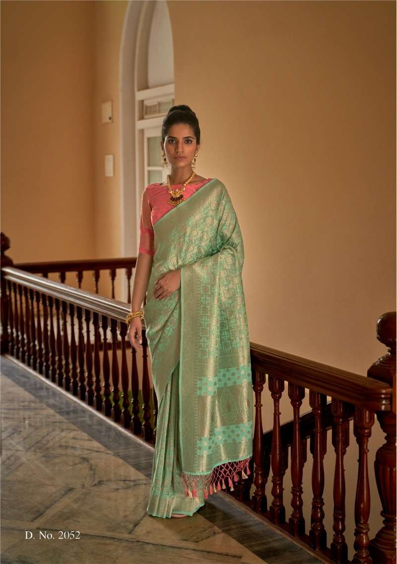 DESIGNER FANCY WEDDING PARTY WEAR INDIAN GREEN SILK SAREE SM KM TIRTH 2052