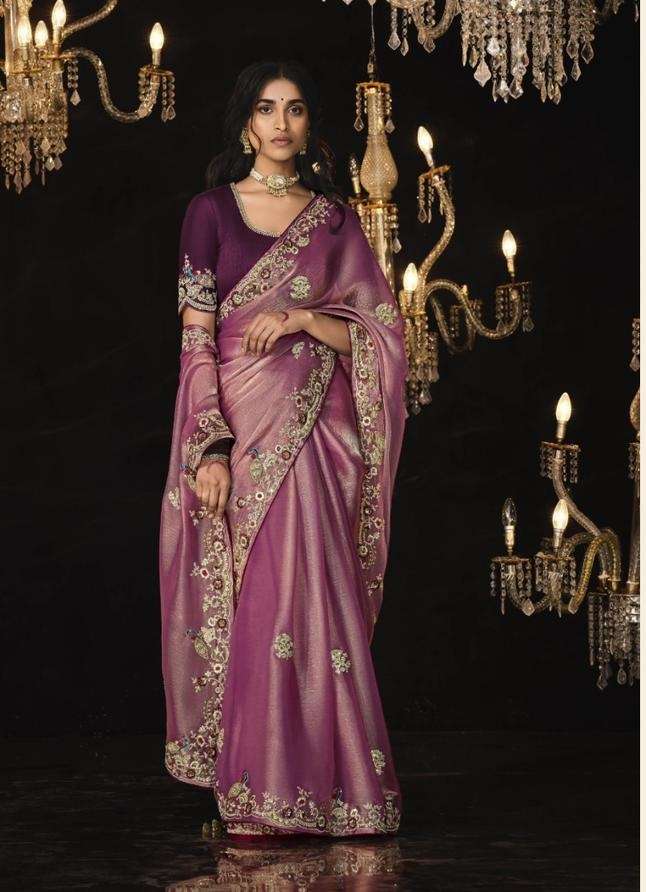 DESIGNER FANCY WEDDING PARTY WEAR INDIAN PINK SILK SAREE SM KIMORA 5326