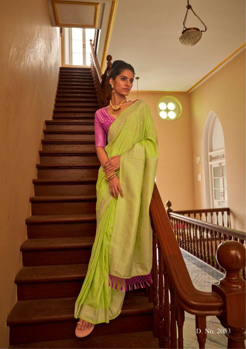 DESIGNER FANCY WEDDING PARTY WEAR INDIAN PISTA SILK SAREE SM KM TIRTH 2053