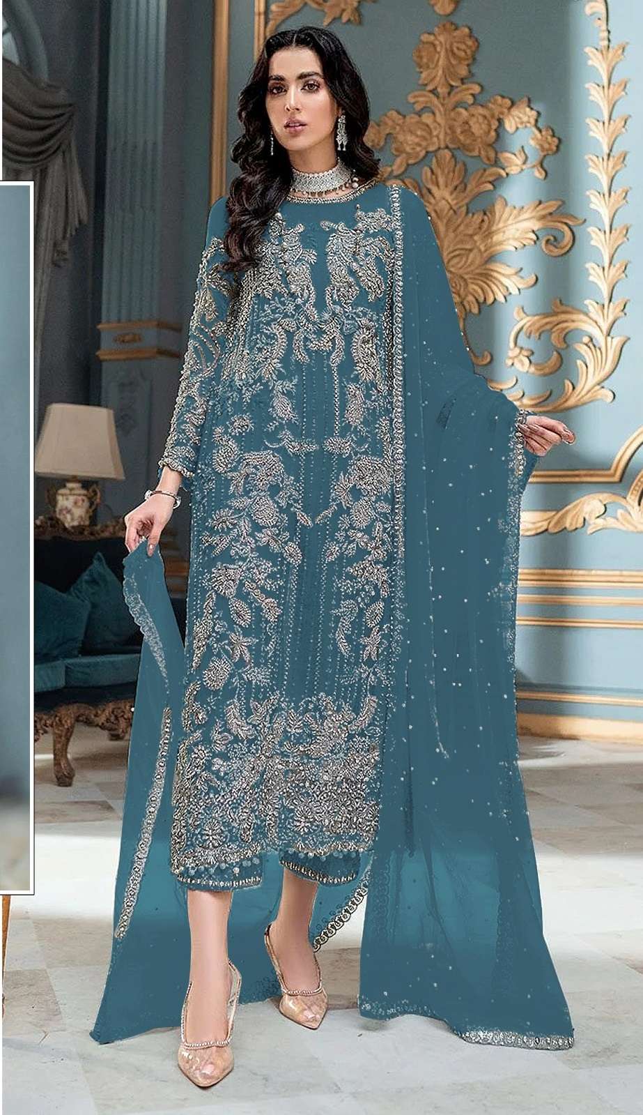 DESIGNER INDIAN PAKISTANI FANCY WEDDING PARTY WEAR PAKISTANI GEORGETTE SALWAR SUIT SRH 1056 I