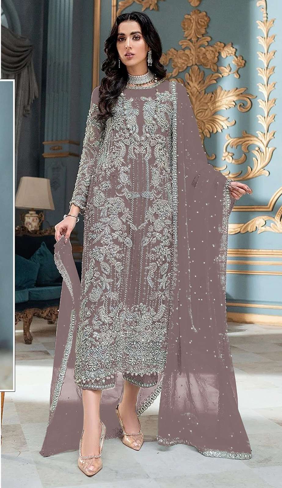 DESIGNER INDIAN PAKISTANI FANCY WEDDING PARTY WEAR PAKISTANI GEORGETTE SALWAR SUIT SRH 1056 J