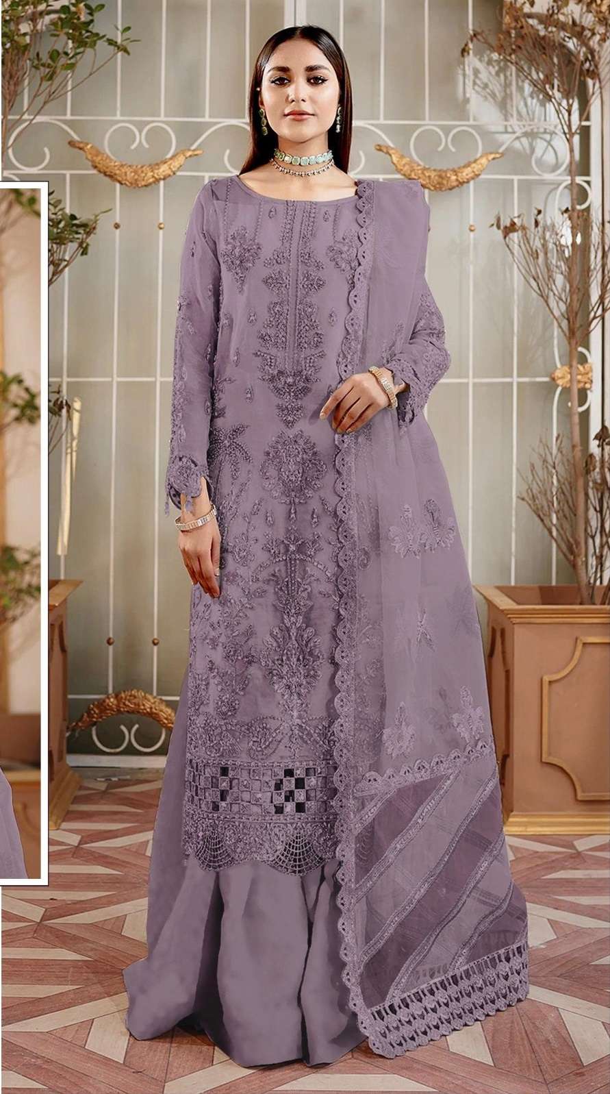 DESIGNER INDIAN PAKISTANI FANCY WEDDING PARTY WEAR ORGANZA SALWAR SUIT SRH 1088 C