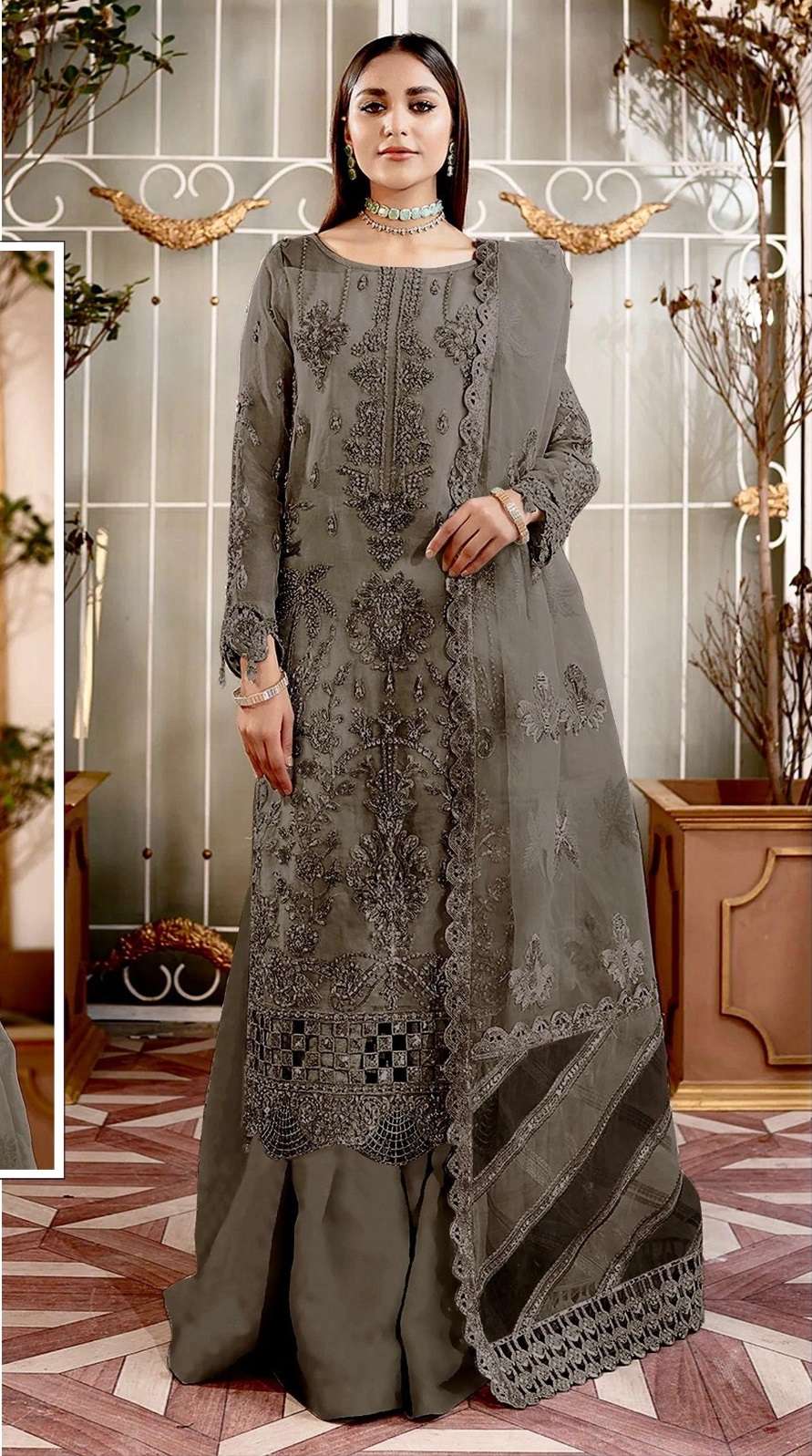 DESIGNER INDIAN PAKISTANI FANCY WEDDING PARTY WEAR ORGANZA SALWAR SUIT SRH 1088 D