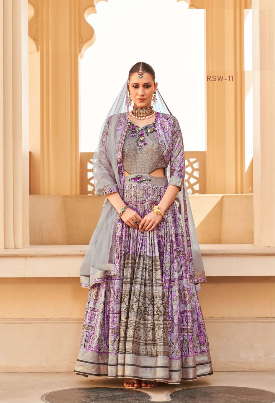 DESIGNER INDIAN WEDDING PARTY READY TO WEAR LAVENDER SILK ANARKALI SALWAR SUIT AND GOWN ANARKALI DRESS SM RV RAMSITA 11