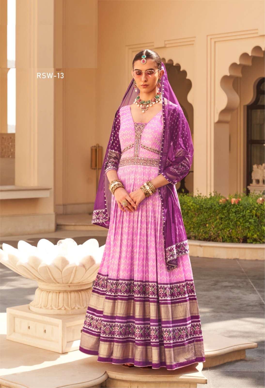 DESIGNER INDIAN WEDDING PARTY READY TO WEAR PINK SILK ANARKALI SALWAR SUIT AND GOWN ANARKALI DRESS SM RV RAMSITA 13