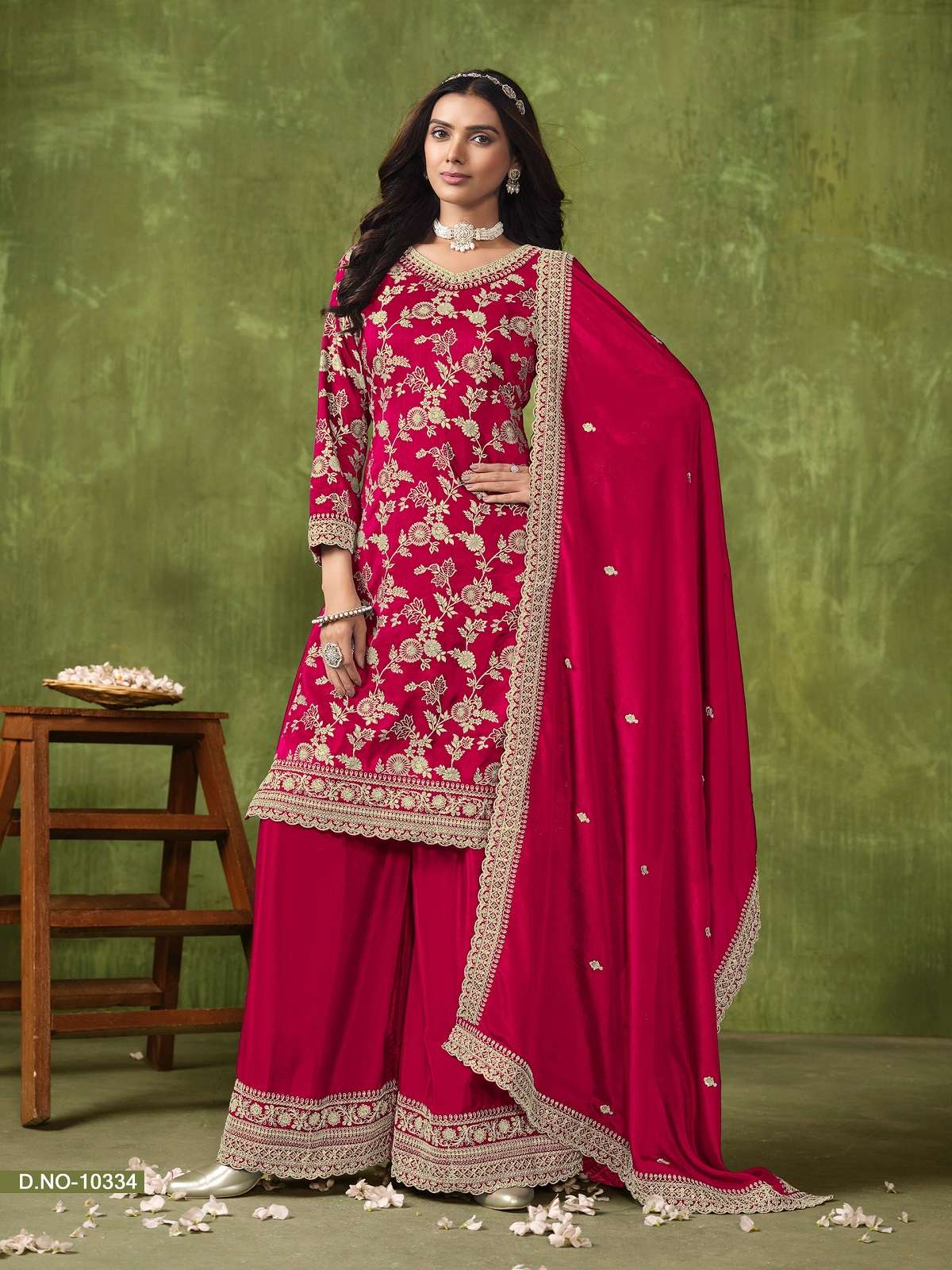 DESIGNER FANCY WEDDING PARTY WEAR DOLA SILK JACQUARD PINK PALLAZO SHARARA SALWAR SUIT ANJB 10334