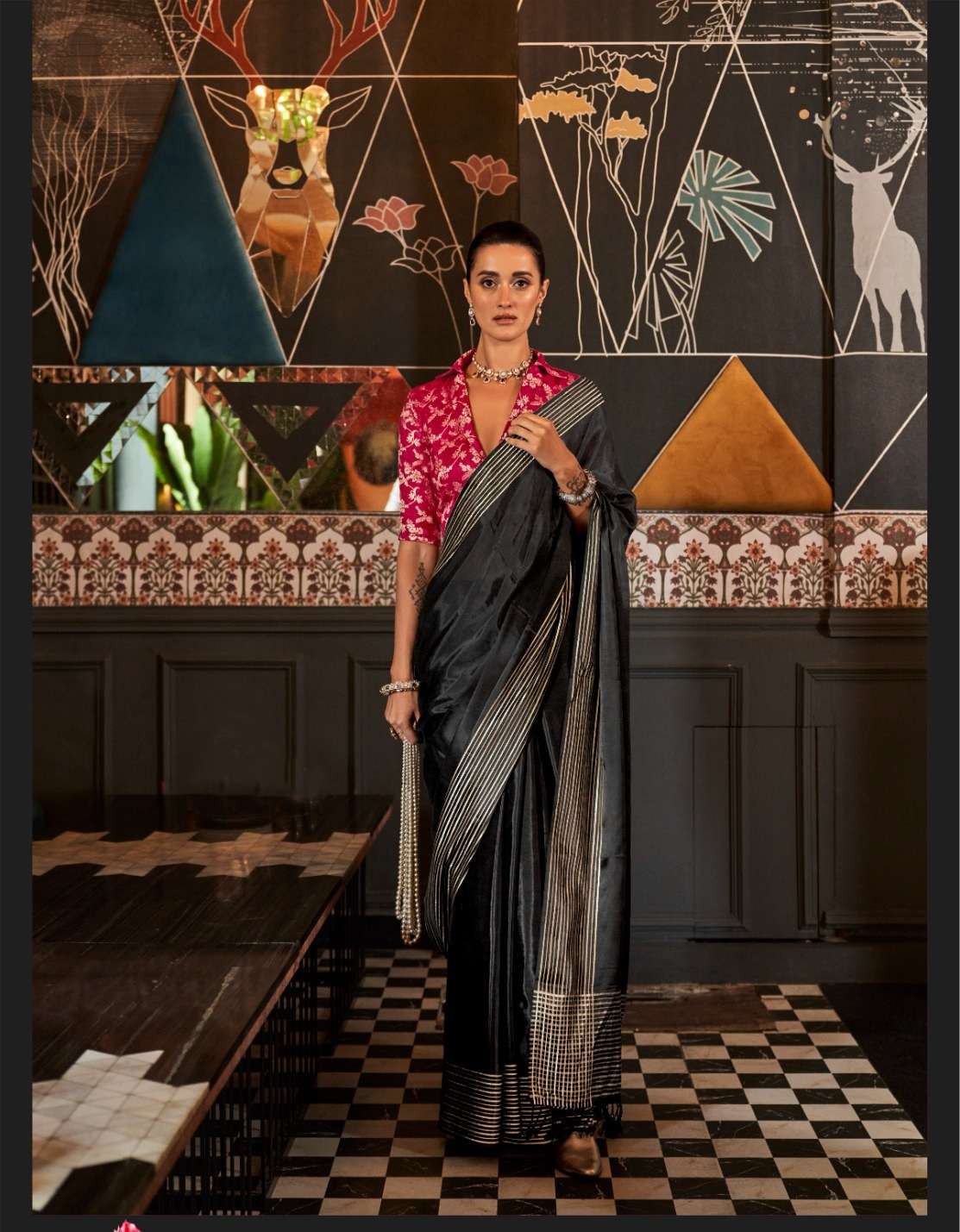 DESIGNER FANCY WEDDING PARTY WEAR INDIAN BLACK SILK SAREE SM RJT KANDITORI 385001