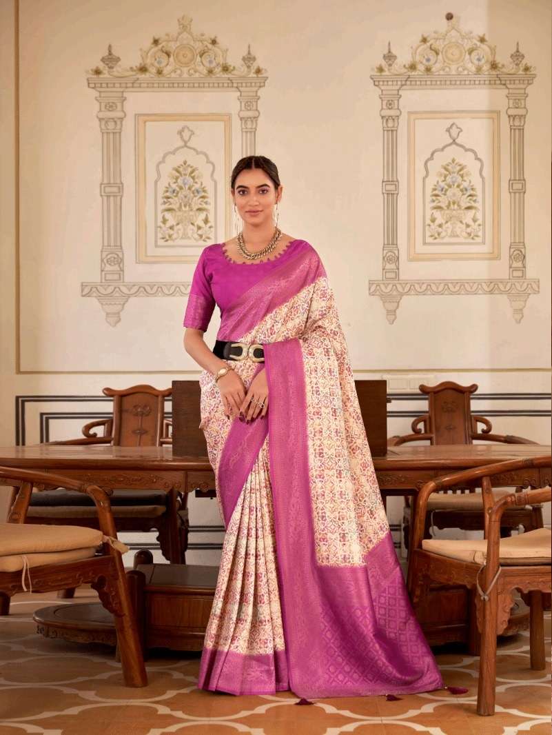 DESIGNER FANCY WEDDING PARTY WEAR INDIAN DEEP PINK NAYLON SILK SAREE SM GT SACHITA 21 A