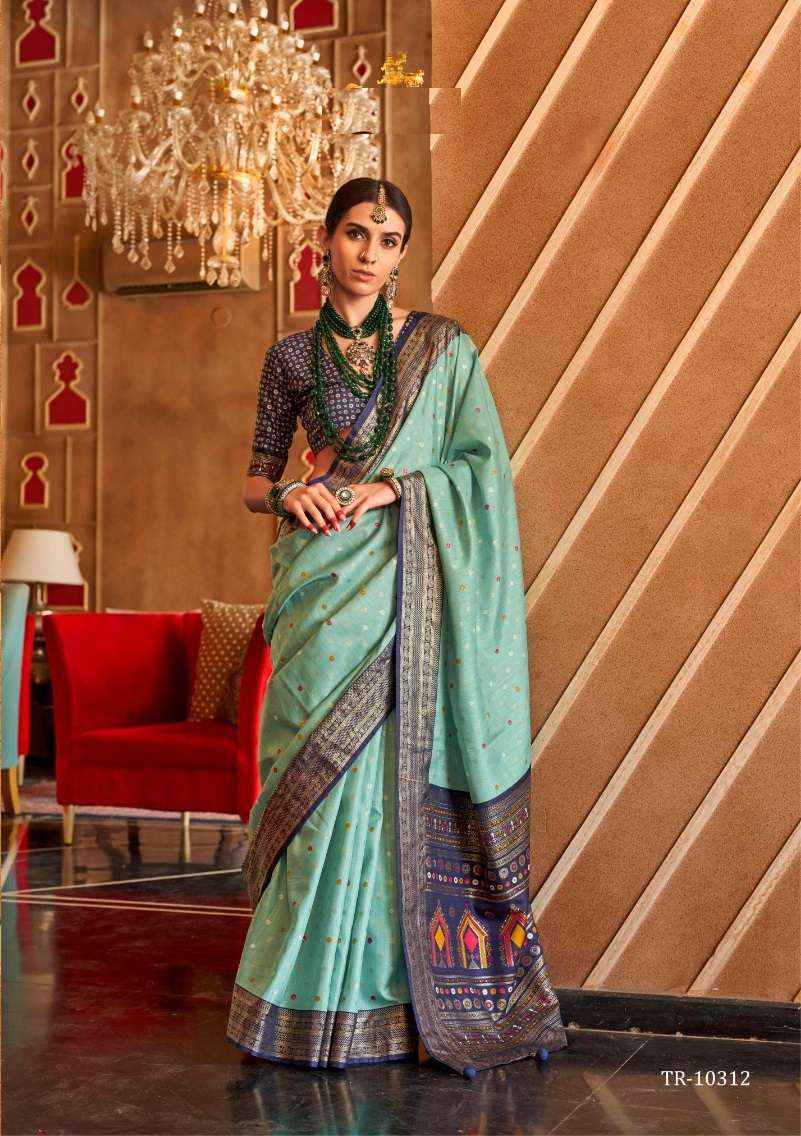 DESIGNER FANCY WEDDING PARTY WEAR INDIAN GREEN SILK PATOLA SAREE SM TRTH HAT PATOLA 10312