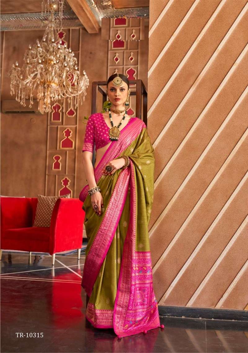 DESIGNER FANCY WEDDING PARTY WEAR INDIAN GREEN SILK PATOLA SAREE SM TRTH HAT PATOLA 10315