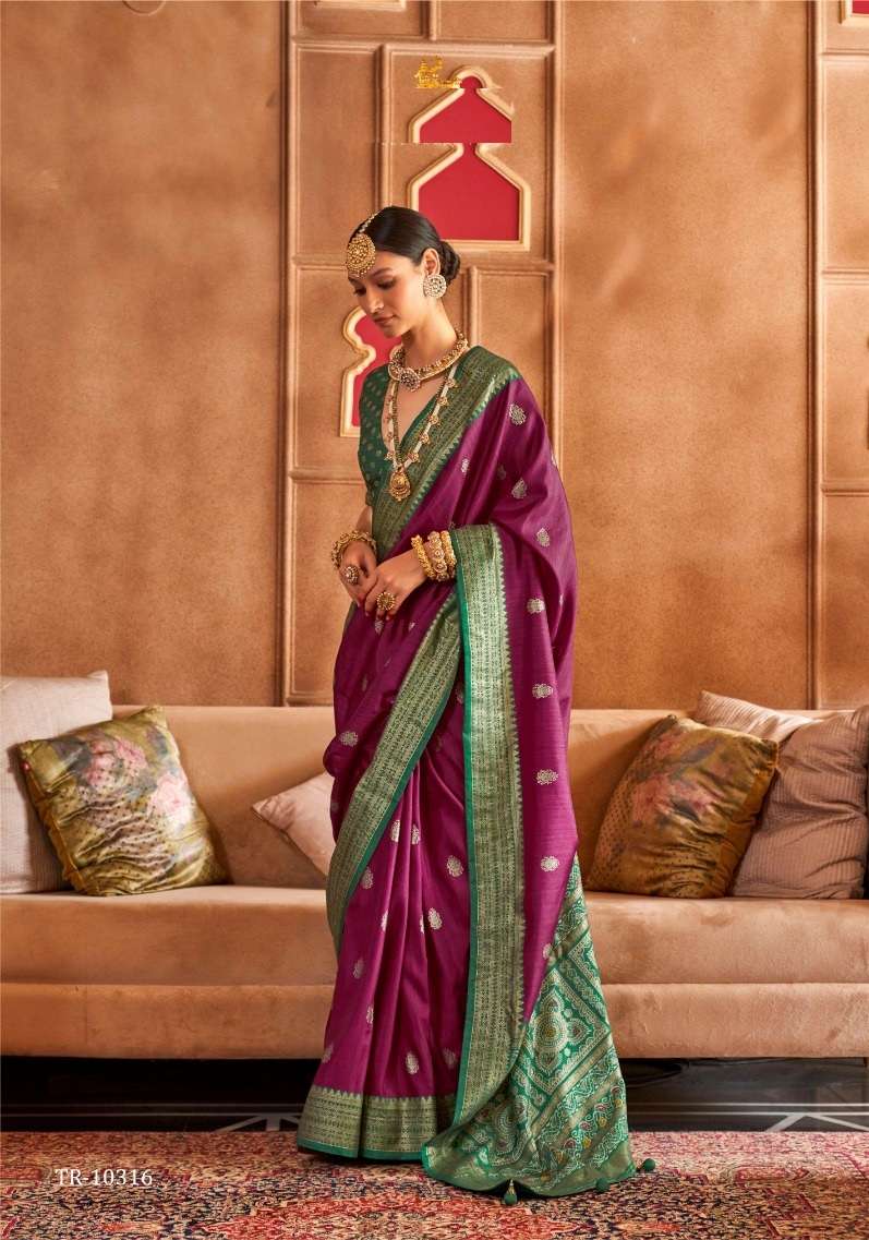 DESIGNER FANCY WEDDING PARTY WEAR INDIAN MAROON SILK PATOLA SAREE SM TRTH HAT PATOLA 10316