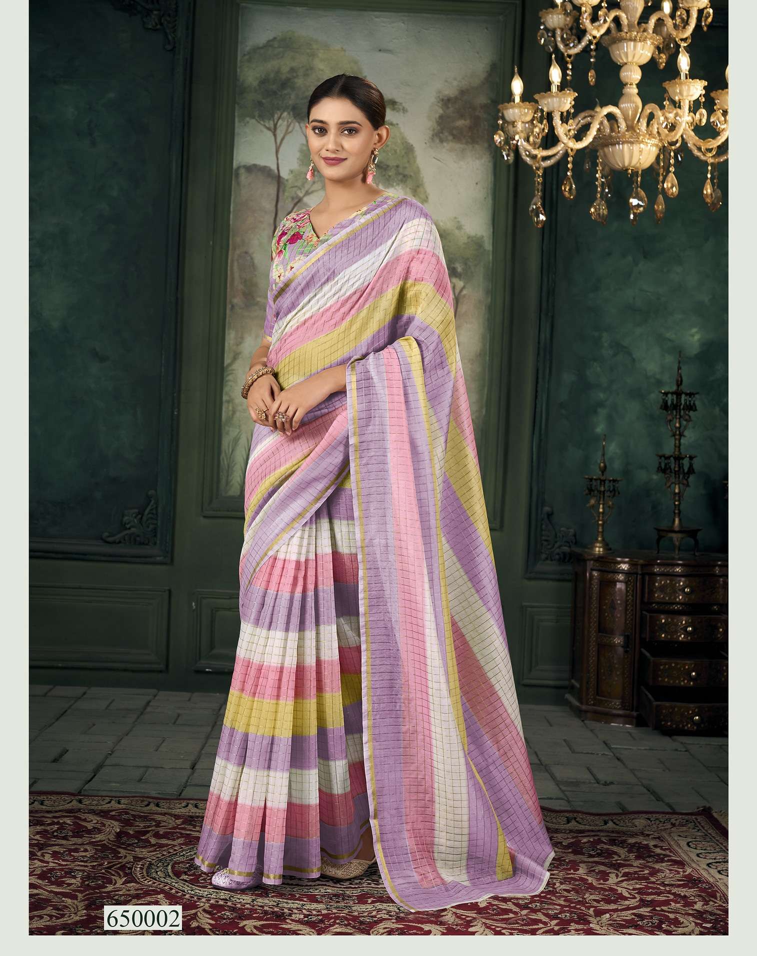 DESIGNER FANCY WEDDING PARTY WEAR INDIAN MULTICOLOR LINEN COTTON SAREE SM RJPT MEGH DHANOOSH 650002