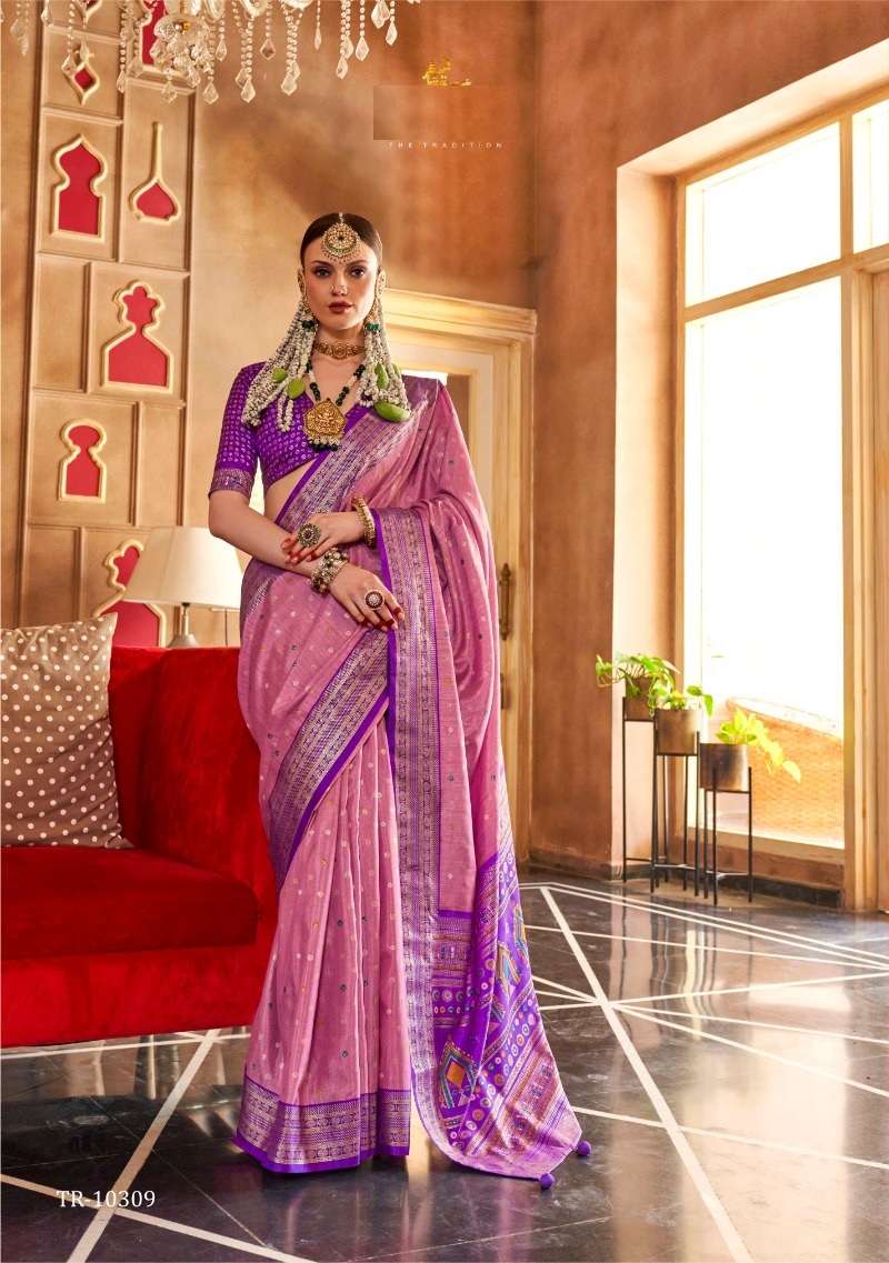 DESIGNER FANCY WEDDING PARTY WEAR INDIAN PINK SILK PATOLA SAREE SM TRTH HAT PATOLA 10309