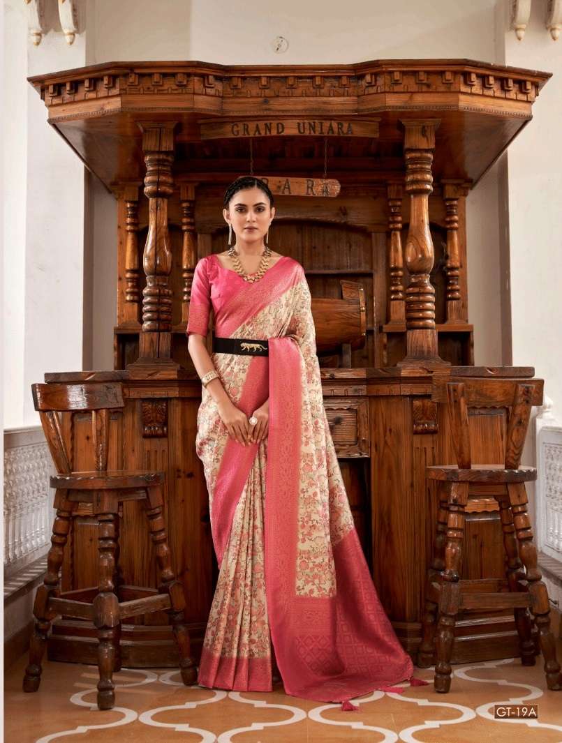 DESIGNER FANCY WEDDING PARTY WEAR INDIAN RED NAYLON SILK SAREE SM GT SACHITA 19 A